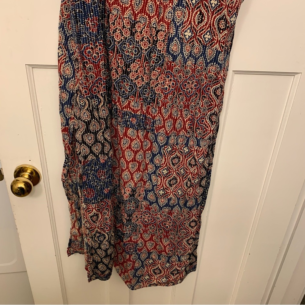 Sleeveless Midi Dress in Navy, Red & Cream - Picture 8 of 8